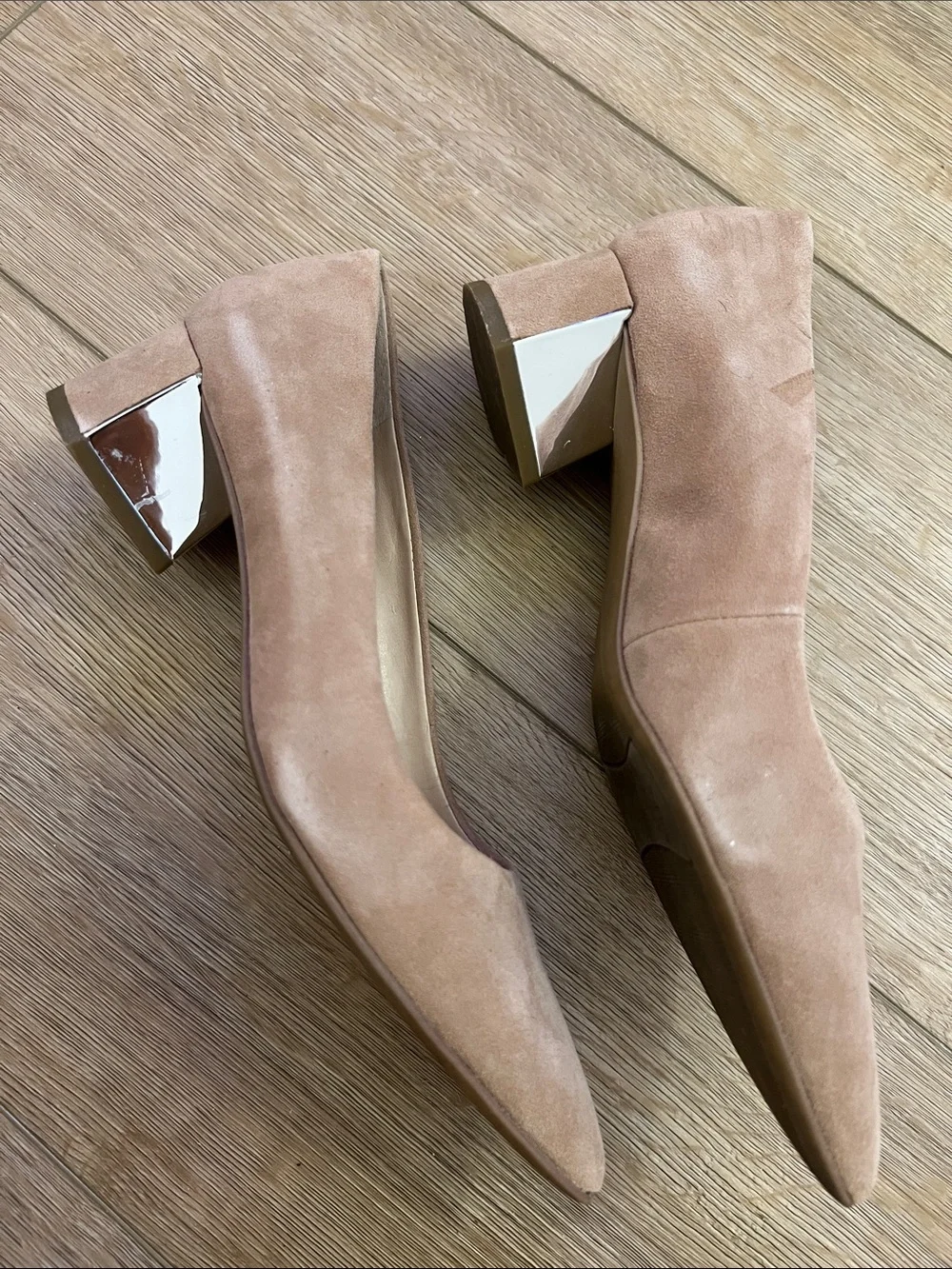 Franco Darto L-Global Toffee Nude Suede Point Toe Pumps 6